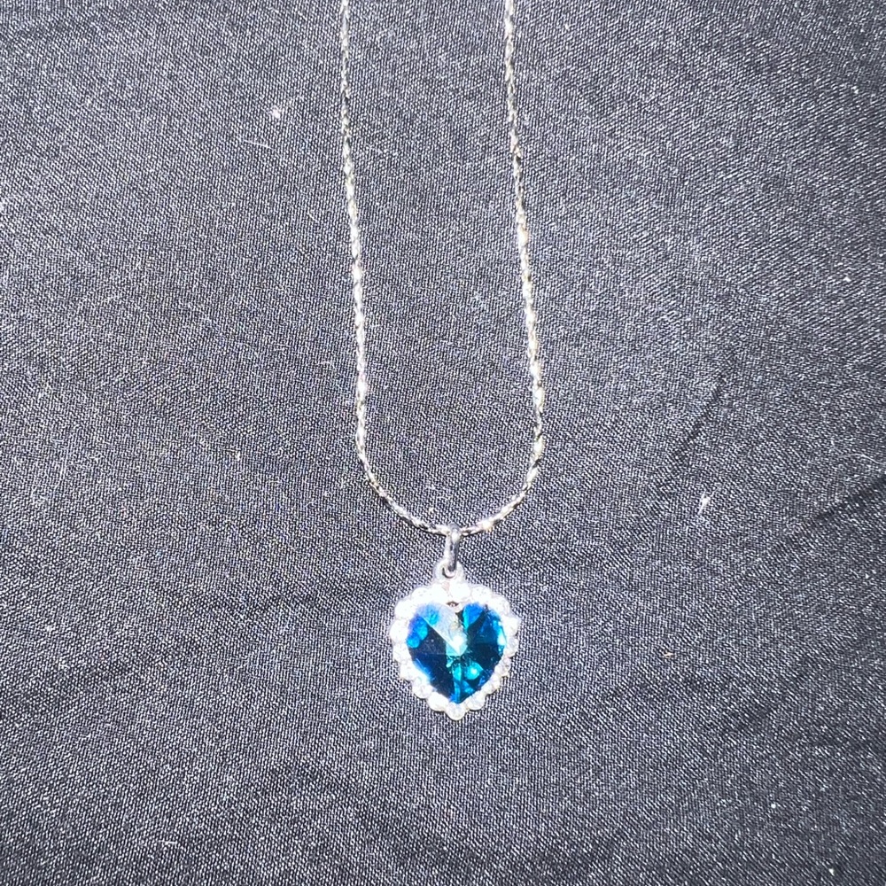 Blue Heart Pendant Necklace